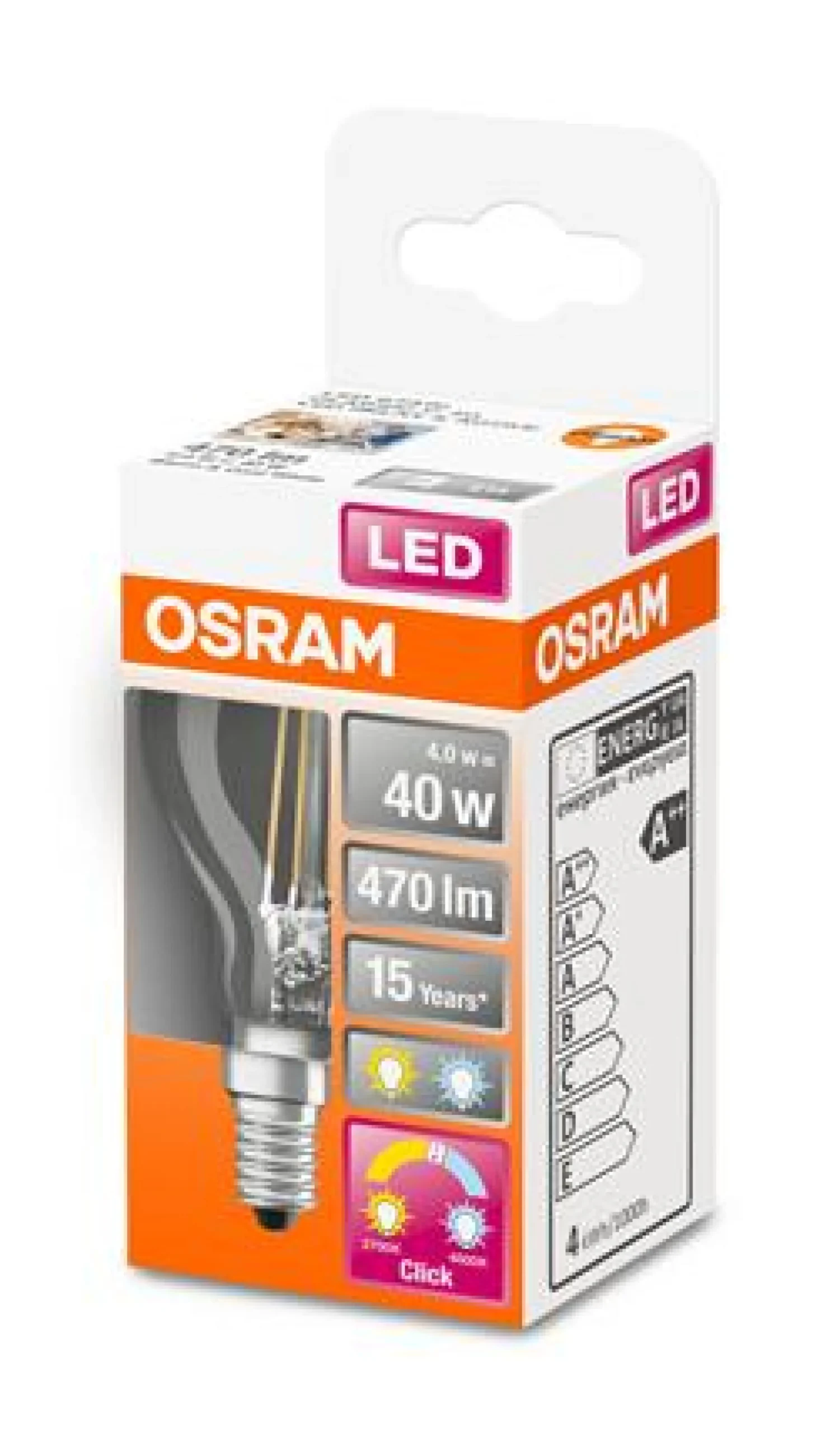 LS+ Active&Relax Krone 4W, 2700+4000K, 470 lm, E14, filament, klar