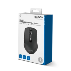 Lydløs trådløs USB-C rejsemus med USB-C modtager, sort
