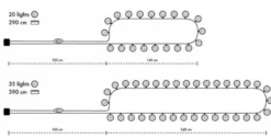Lyskæde TRSP, 20 LED lys, til batteri, 150 cm + 140 cm - IrisLights