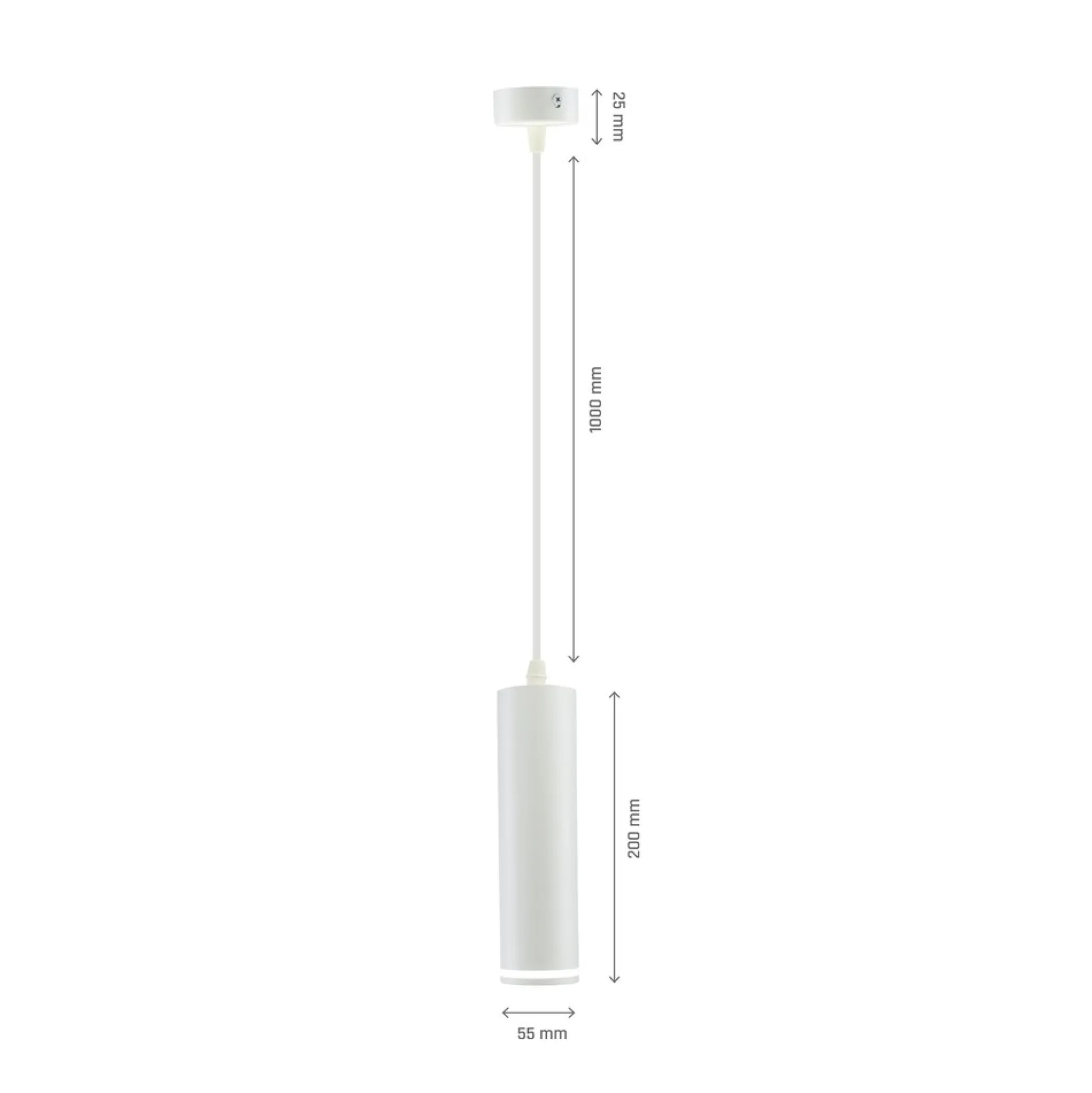 Madara GU10 pendel med ring, 1 meter ledning, Ø55x200mm, IP20, uden lyskilde