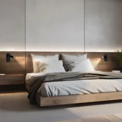 Madara Slim væglampe, uden lyskilde, med afbryder, 230V, IP20, 38x95 + base 140x60x25, sort