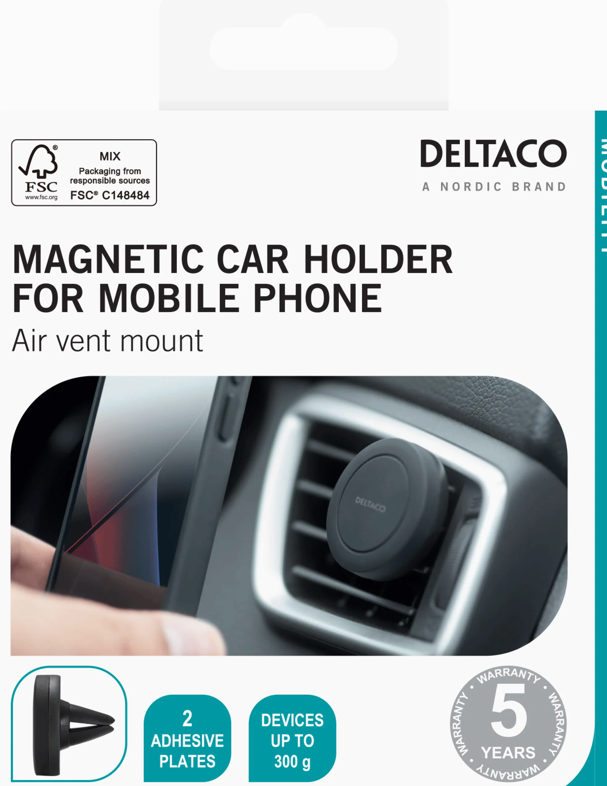 Magnetisk bilholder, til luftventil, til mobiltelefon, sort