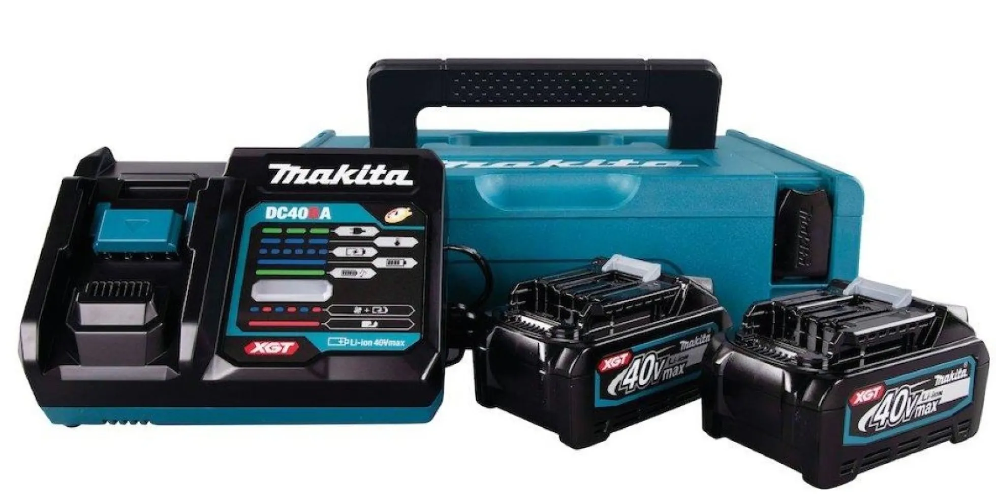 Makita batteripakke, 40V, 2x4,0 Ah batterier, hurtiglader, Makpac kuffert, 191J97-1