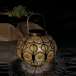 Marrakech lanterne, solcelle, Ø300 mm, brun metal