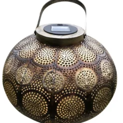 Marrakech lanterne, solcelle, Ø300 mm, brun metal