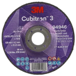 3M Cubitron™ III skære- og skrubskive, 125 mm x 4,2 mm, til stål/rustfrit stål, 22,2 mm hul