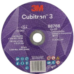 3M Cubitron III Skæreskive, 230-2, plan, stål/RF, T41, 22,2mm, 6650 pr. minut