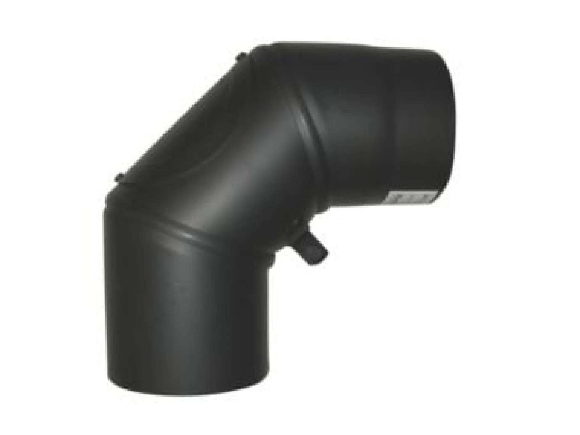 Metalbestos 80 mm knærør, 90° x 1 mm m/smig, m/renseklap, sort