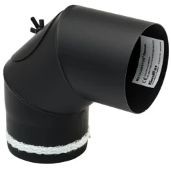 Metalbestos 80 mm knærør, 90° x 1 mm m/smig, m/renseklap, sort