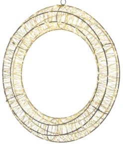 Metal lyskrans, 480 LED, varmt hvidt lys, 38 cm, IP44, med timer (6/18 timer), 5 meter ledning