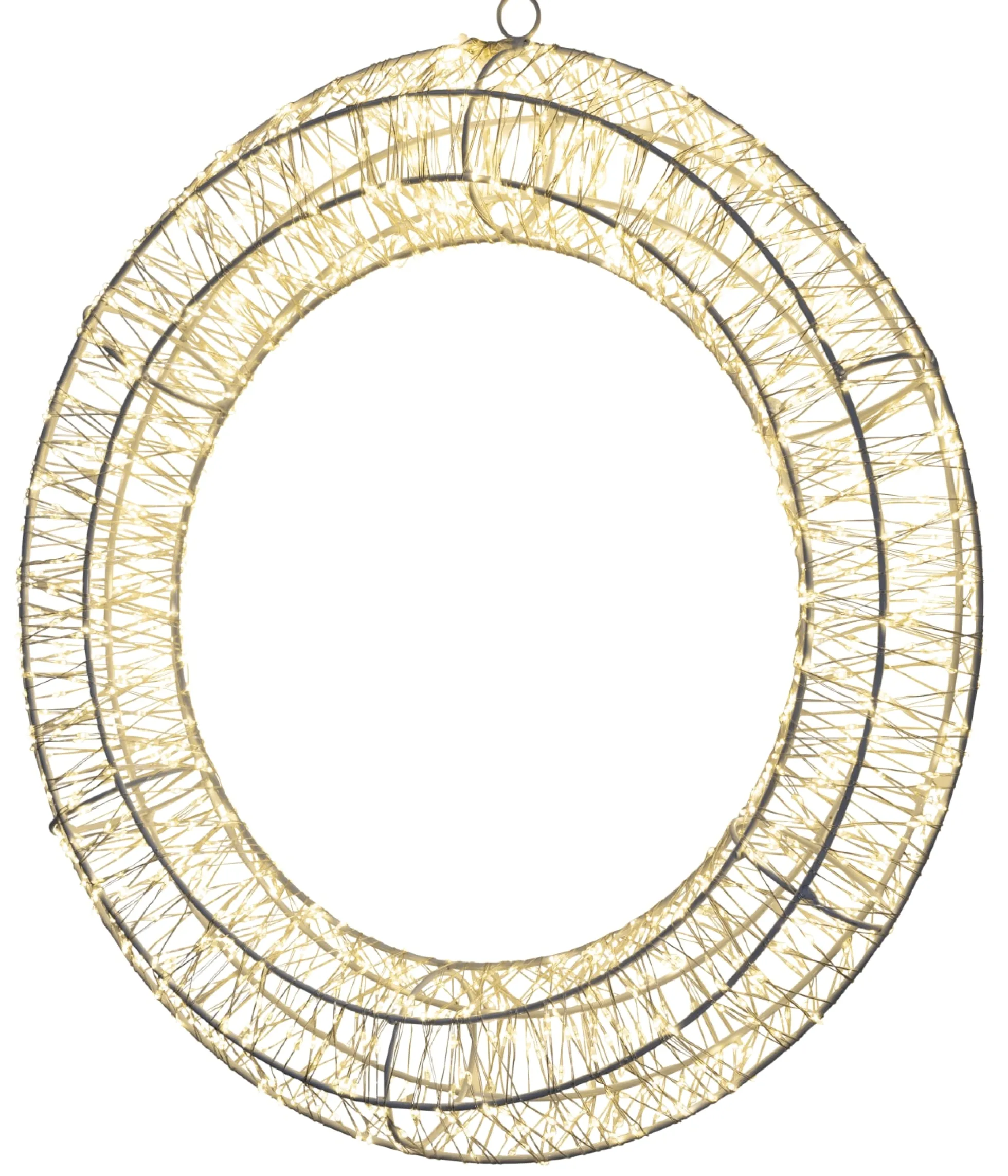 Metal lyskrans, 480 LED, varmt hvidt lys, 38 cm, IP44, med timer (6/18 timer), 5 meter ledning