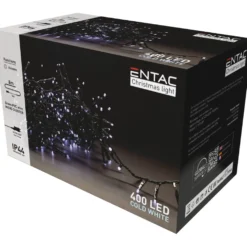 8 meter kold hvid cluster LED julelyskæde, 400 LED, med memory funktion, egnet til udendørs brug, IP44, 230V (restsalg)