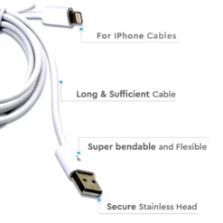 1,5 meter MFI Lightning til USB kabel, 2.4A, hvid - Apple certificeret