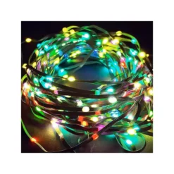 5 meter RGBIC LED lyskæde med 50 LED, grøn ledning, fjernbetjening og bluetooth - 5V DC USB
