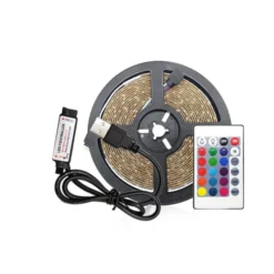 1 meter USB RGB LED strip til TV og PC, 60 LED pr. meter, inkl. controller og fjernbetjening