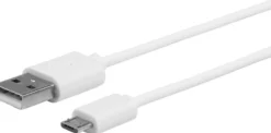 MicroUSB kabel, 1 meter, hvid, MicroUSB M - USB A M