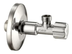 Milton Stopventil, 1/2" x 1/2", med 77 mm Roset, Lang Model, GDV Godkendt
