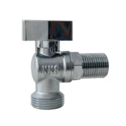 Mini 040K vinkelventil med kontra, 1/2" x 3/4", lang model, nippel-nippel, forkromet