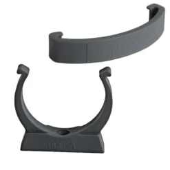 Ø40 mm grå klemrørbærer, PP med clips