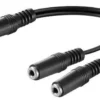 3,5 mm minijack Y-kabel, 1 x han til 2 x hun stereo, 0,2 meter