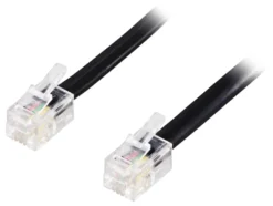 Modularkable, 4P4C (RJ9/RJ10/RJ22) - 4P4C (RJ9/RJ10/RJ22), 10m, sort