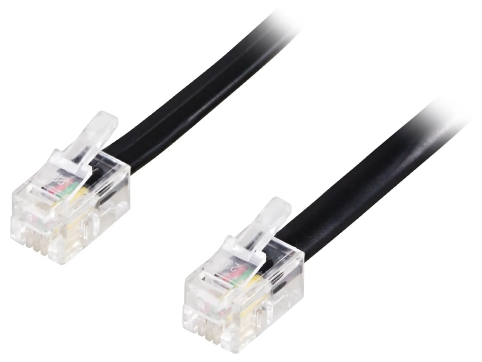 Modularkable, 4P4C (RJ9/RJ10/RJ22) - 4P4C (RJ9/RJ10/RJ22), 10m, sort