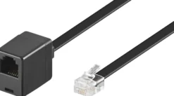 Modulært lige kabel, RJ12 6C/6P, 3 meter, sort, han - hun - MicroConnect