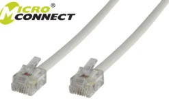 Modulært lige RJ12 kabel, 6C/6P, 2 meter, hvid - MicroConnect