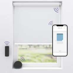 MotionBlinds trådløst/motoriseret rullegardin, mørklægning, Bluetooth, hvid, komplet