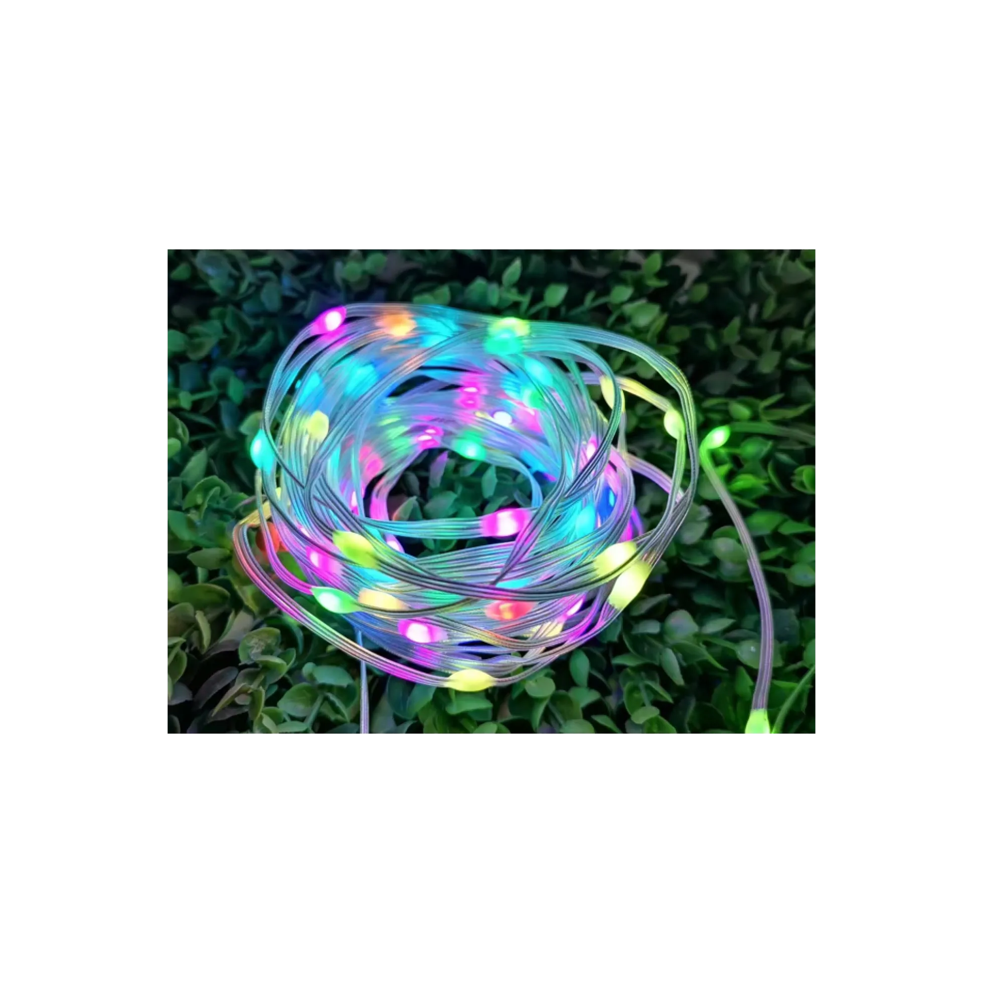 5 m RGBIC LED lyskæde, 50 LED, klar ledning, fjernbetjening, bluetooth - 5V DC USB