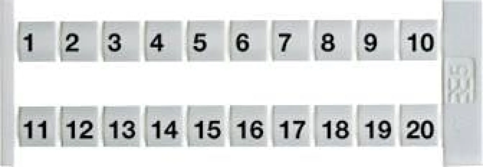 Mærke, 5 mm, DEK 5 FW – Tal: 1 - 500