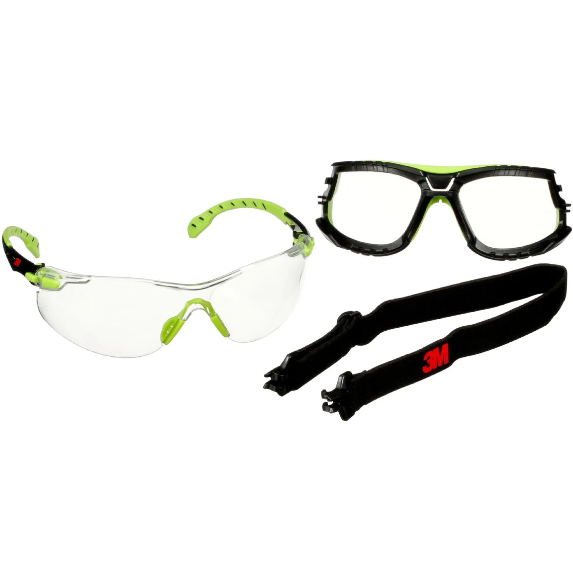 3M Solus 1000 beskyttelsesbrille, Scotchgard, grøn/sort, klar linse