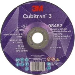 3MTM CubitronTM 3 skrubskive med forsænket midte, 98452, 36+ T27, 150 mm x 7 mm x 22,23 mm, EN