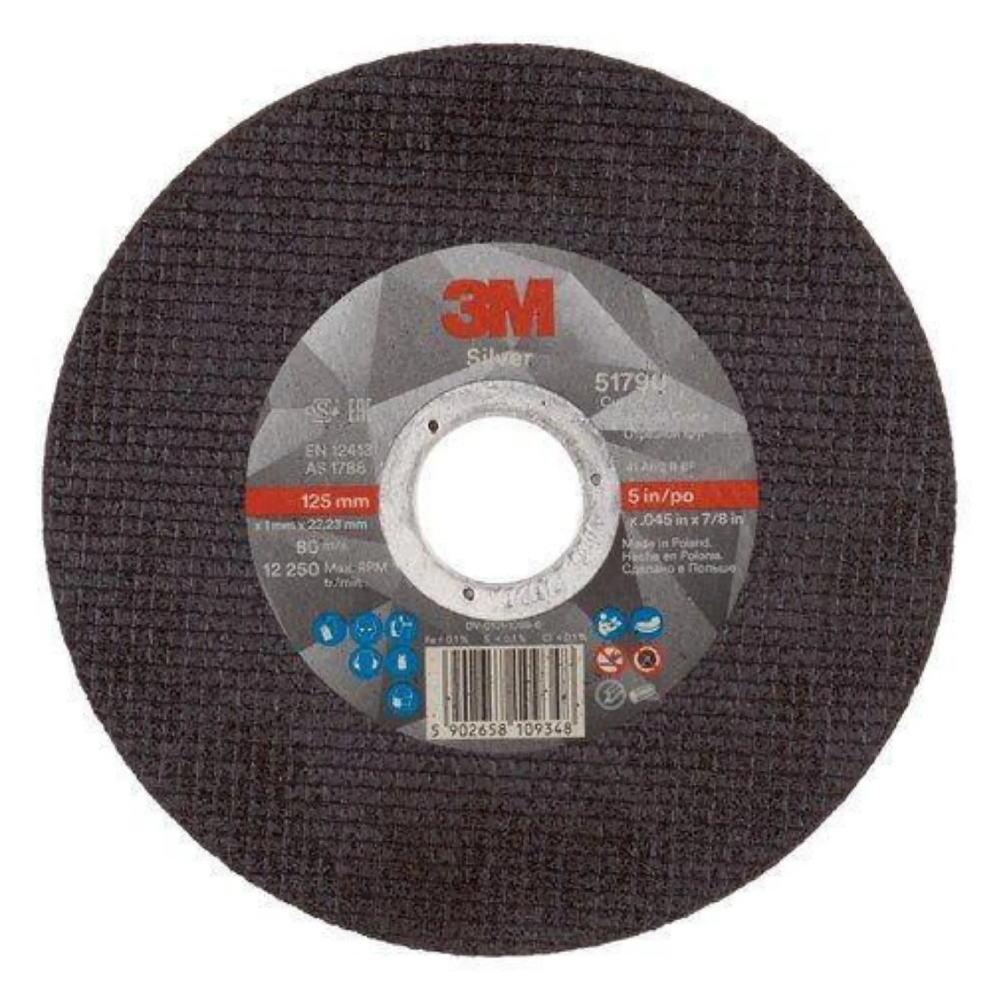 3MTM High Performance skæreskive Type 41, Inox/stål, 125 mm x 1,0 mm x 22,2 mm