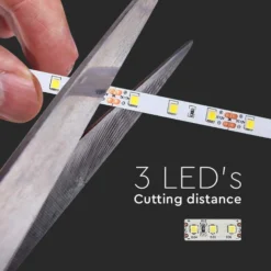 5m 8W/m LED strip, 12V DC, 60 LED pr. meter, Neutral hvid (4000K) - V-Tac