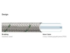 NEOFLEX® – Tilslutningsslange med rustfri flet, omløbere og én vinklet ende, ½" x ¾"