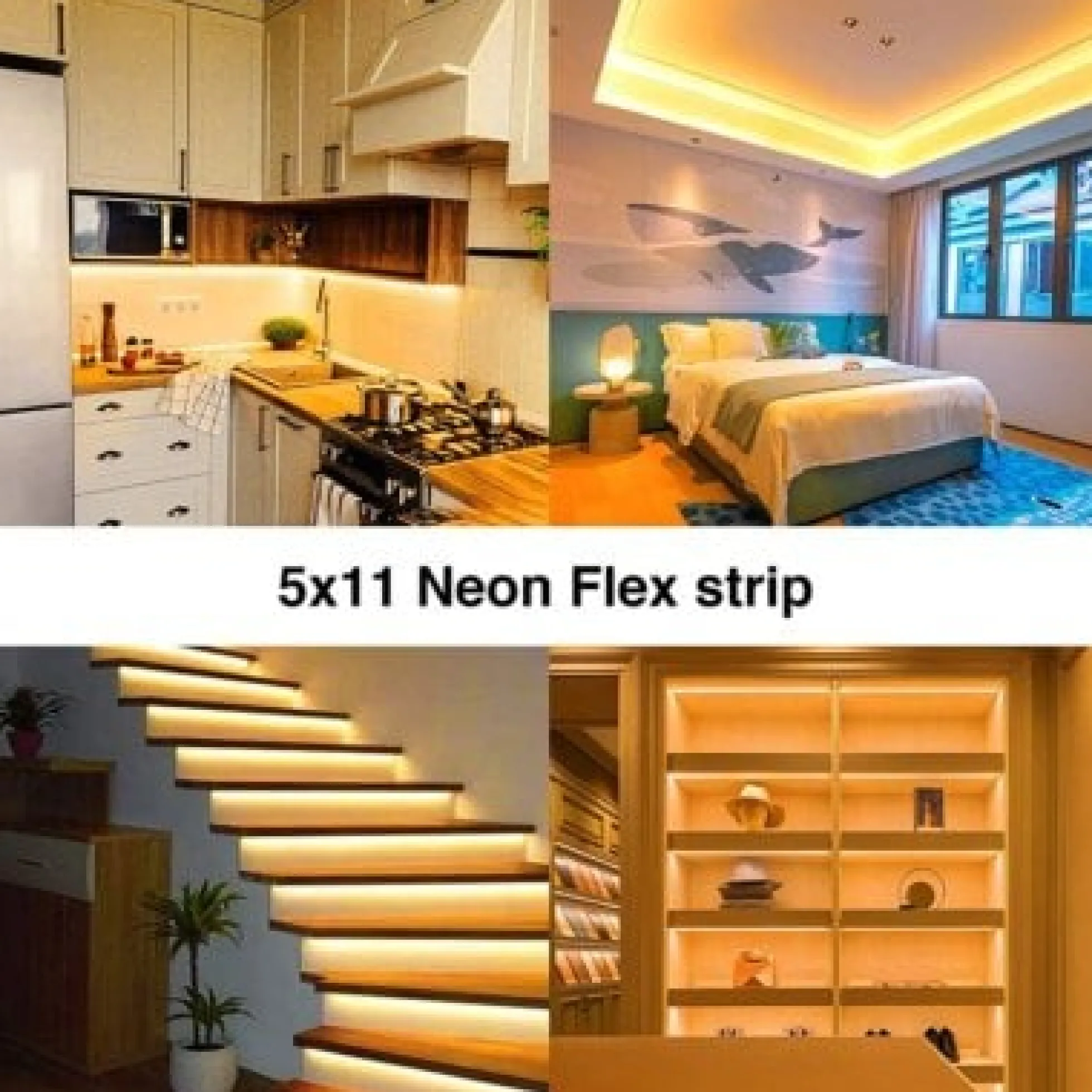 Neon Flex LED-strips, 500lm & 6W pr meter, IP65, 12V - 5 meter