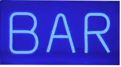 Neonskilt BAR, 23 x 4 x 13 cm, blå - inklusiv USB ledning