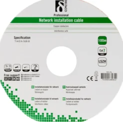 Netværkskabel S/FTP installationskabel Cat7, LSZH, 100 meter, grå