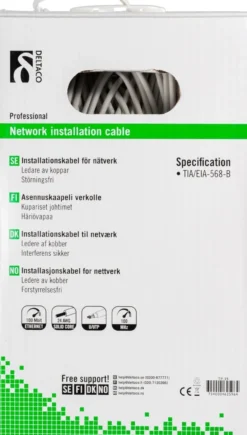 Netværkskabel U/UTP installationskabel, Cat5e, 305 meter boks, hvid