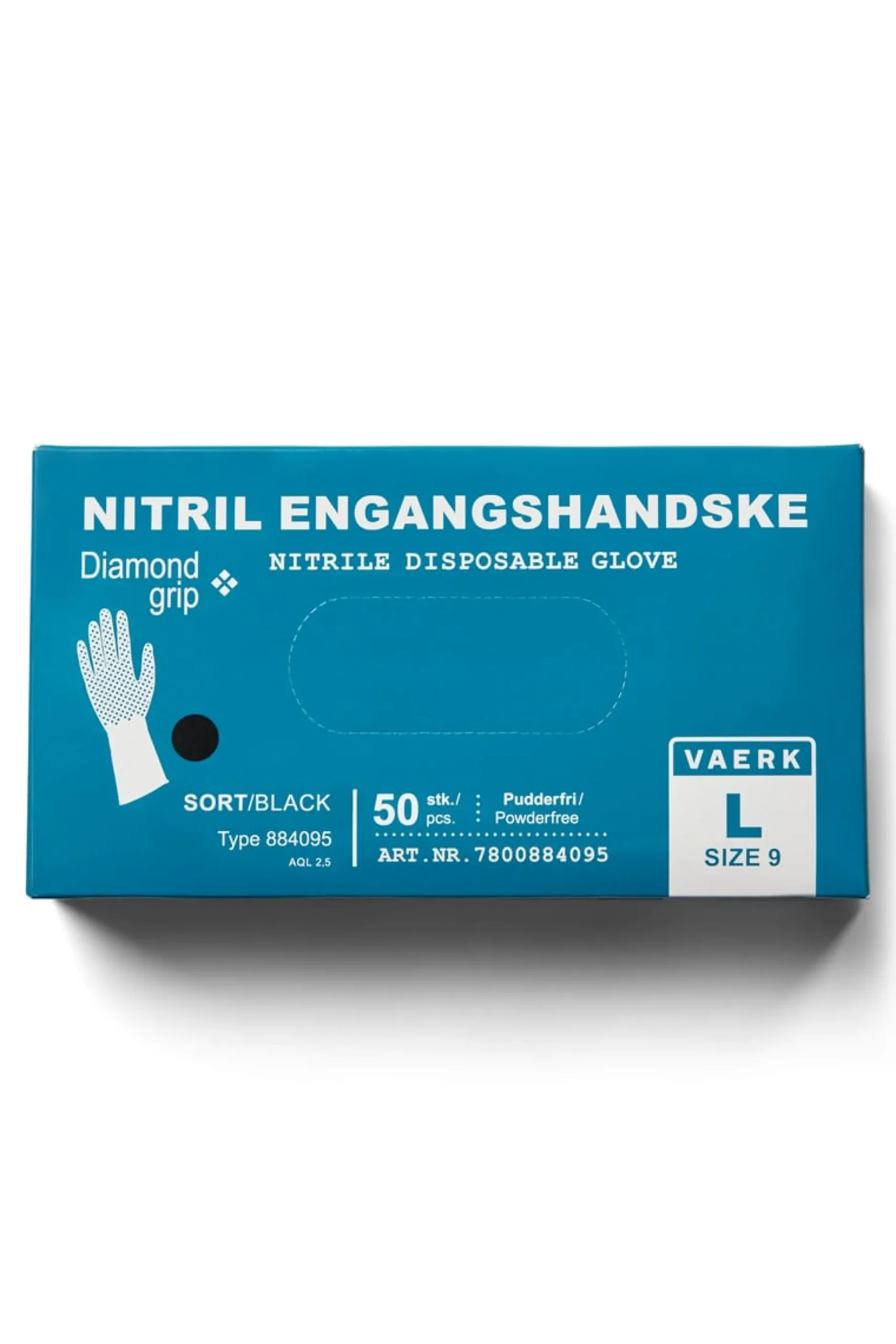 Nitril engangshandske diamond, sort, pudderfri, 50 stk.