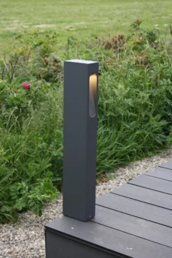 Nordtronic Belina udendørs pullert, LED, 8W, 3000K, 230V, grafitgrå