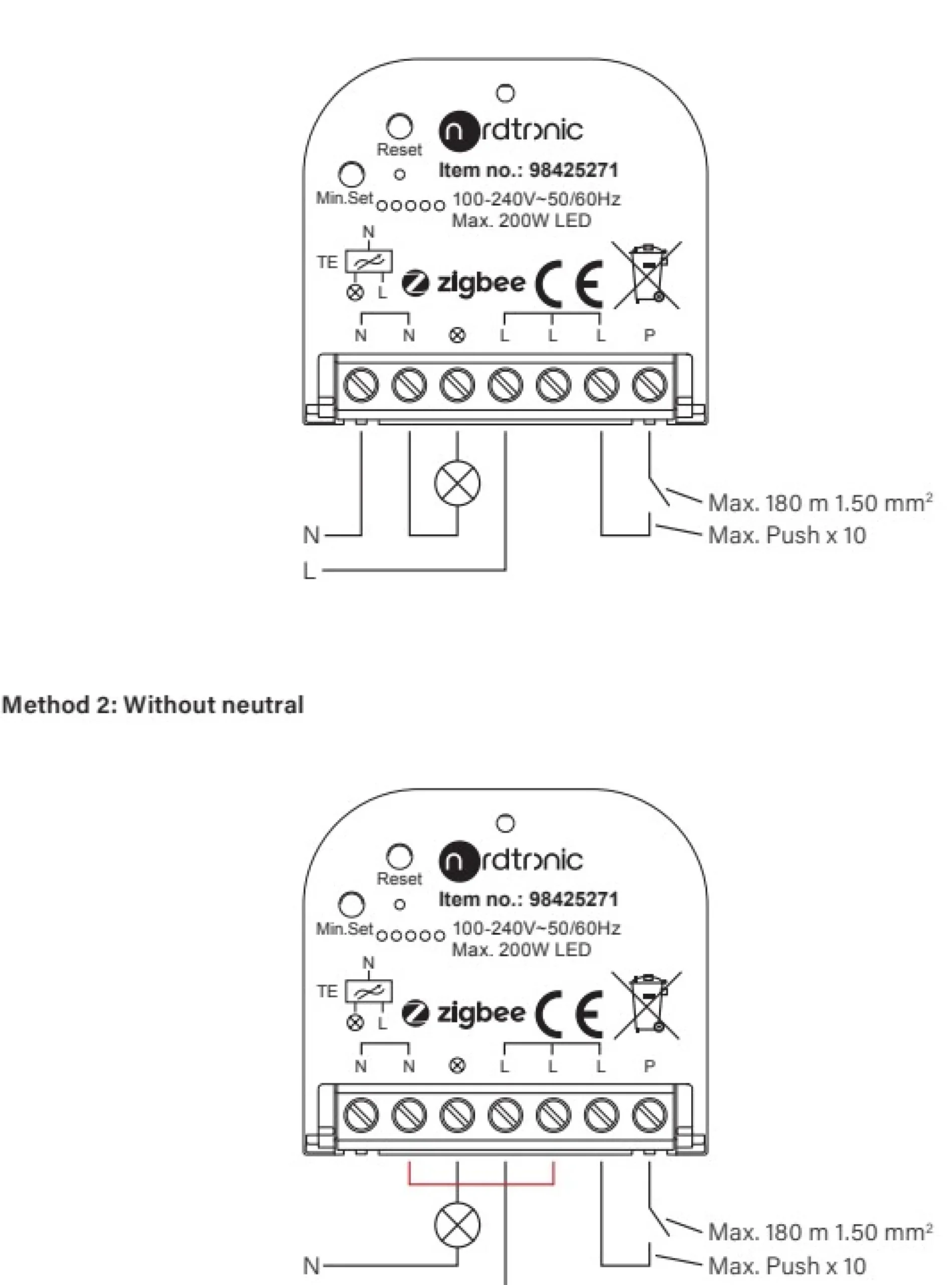 Nordtronic Box Dimmer G2, Zigbee lysdæmper til indbygning