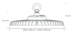 Nordtronic Highbay, 100W, 14.000lm, Ø218, mat sort, inkl. lyskilde og 2 meter kabel - ECOtech