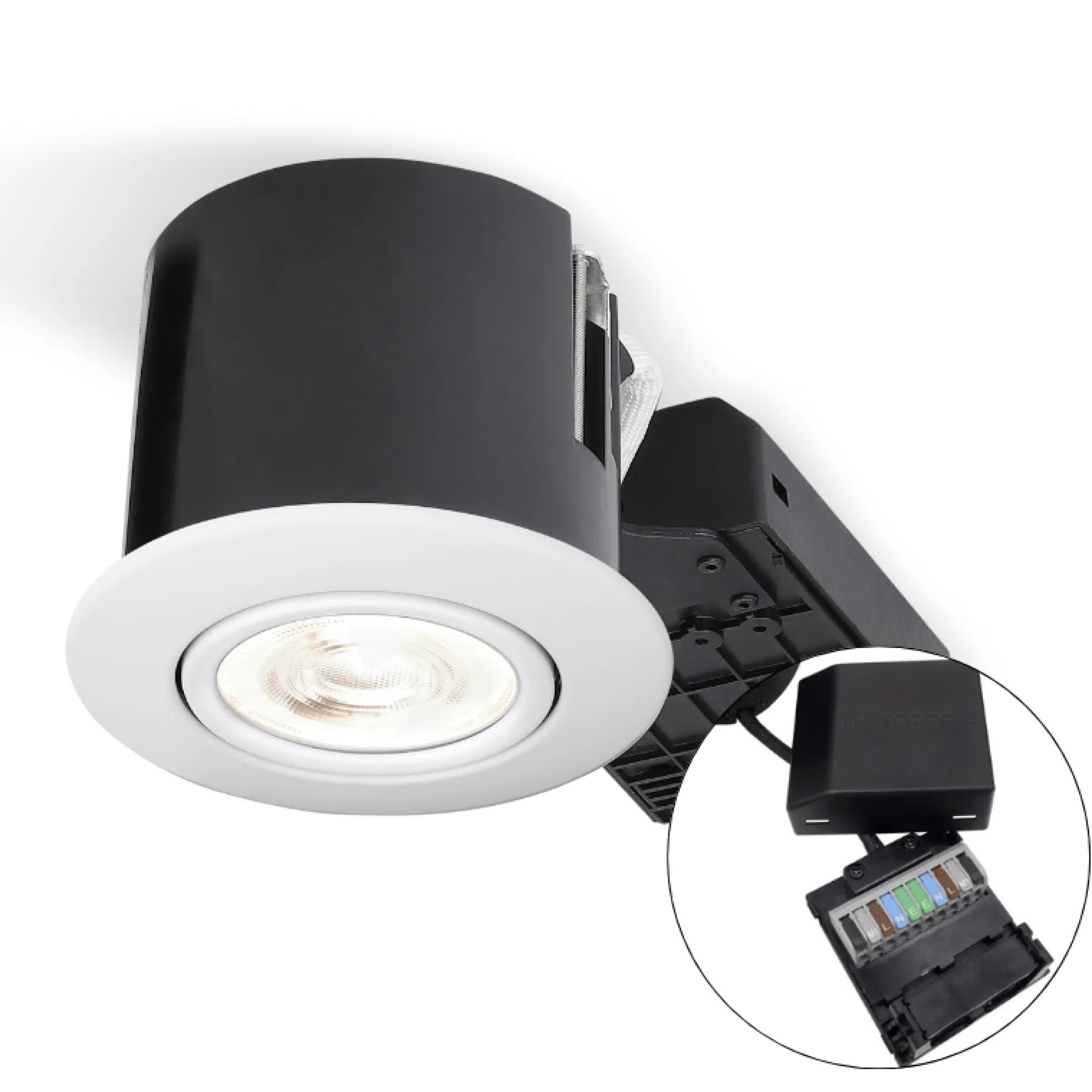 Nordtronic Quick Install G2 5-polet indbygningsspot, GU10, inden- og udendørs, mat hvid