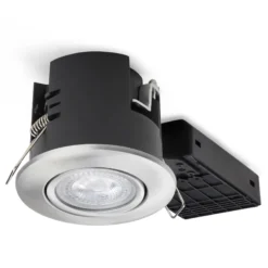 Nordtronic Uni Install indbygningsspot, GU10 (230V), rund, børstet alu