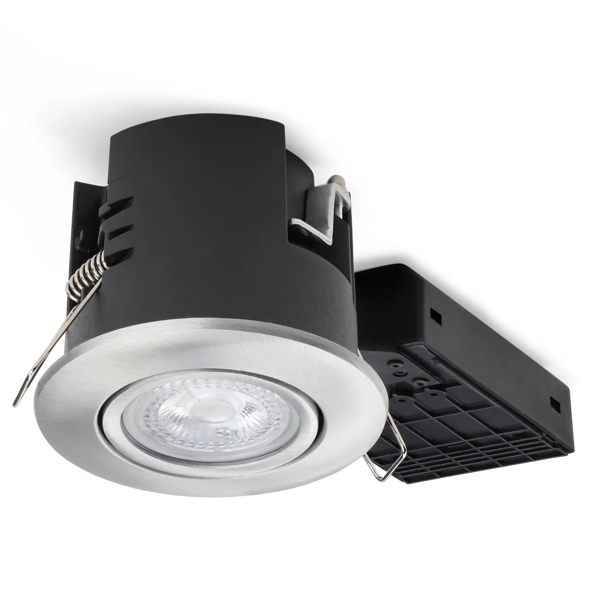 Nordtronic Uni Install indbygningsspot, GU10 (230V), rund, børstet alu