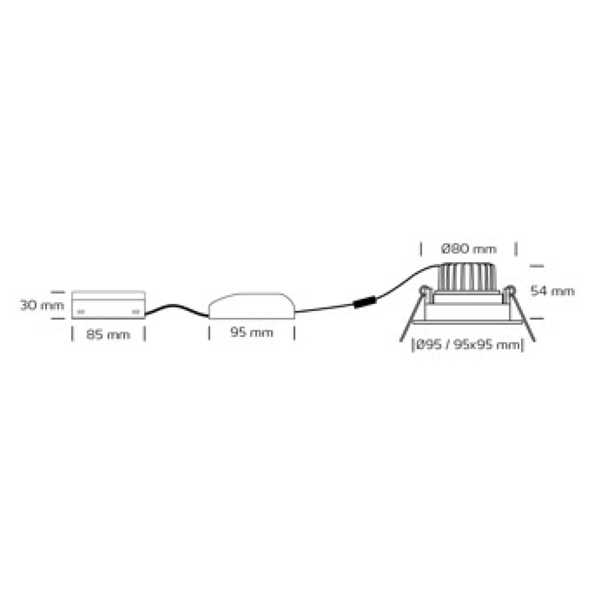 Nordtronic Velia Tilt LED indbygningsspot 230V, 30° kip, 2700K, IP44, 650lm, sort (mat)
