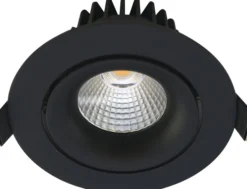 Nordtronic Velia Tilt LED indbygningsspot 230V, 30° kip, 2700K, IP44, 650lm, sort (mat)