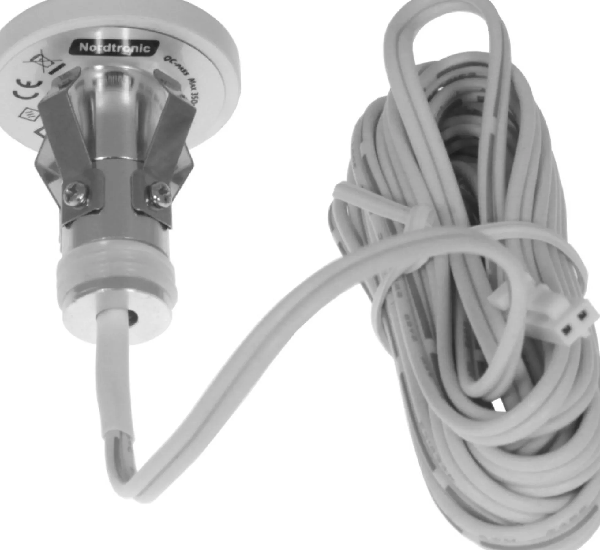 Nordtronic Viola Mini, lille udendørs LED-spot, 2W / 30° / 2700K / dæmpbar - børstet stål